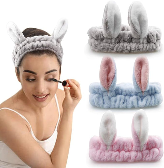 Fluffy Bunny Makeup Headband (3-Pack)