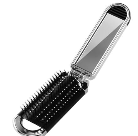 Travel Hair Brush with Folding Mirror